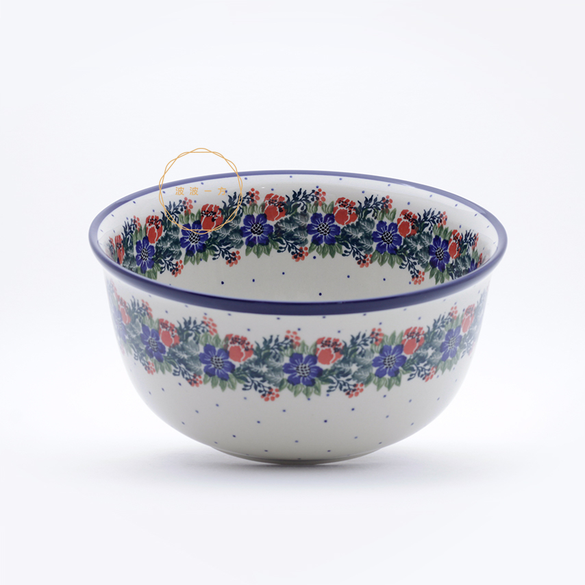 沙拉碗-深-Ø21.5cm-高11cm-繁花紅