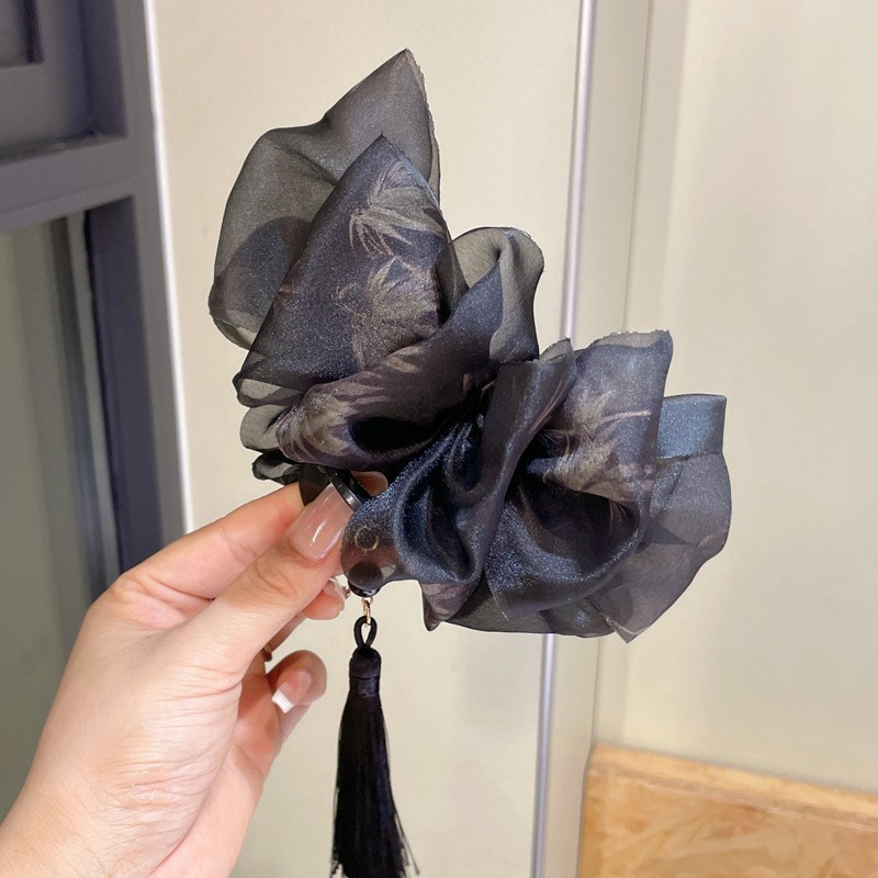 Neo-Chinese Ink Wash Bow Tassel Hair Claw