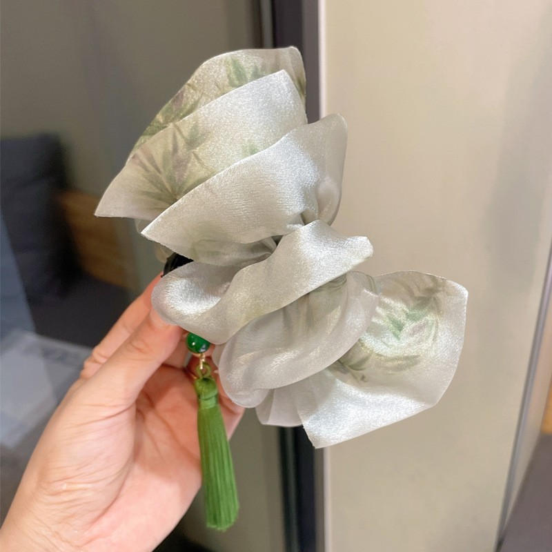 Neo-Chinese Ink Wash Bow Tassel Hair Claw