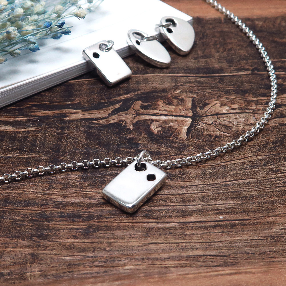 雪的記憶 925純銀項鍊 長方形 男款 20吋 男生項鍊