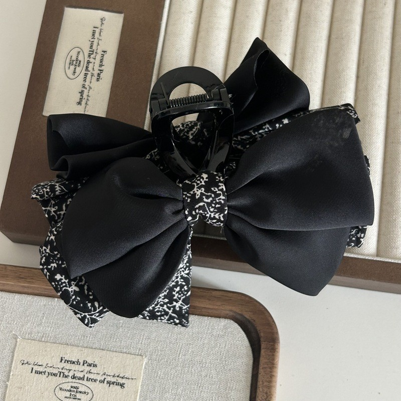 Floral Satin Elegant Bow Hair Claw