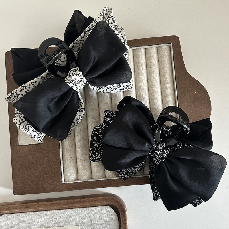 Floral Satin Elegant Bow Hair Claw
