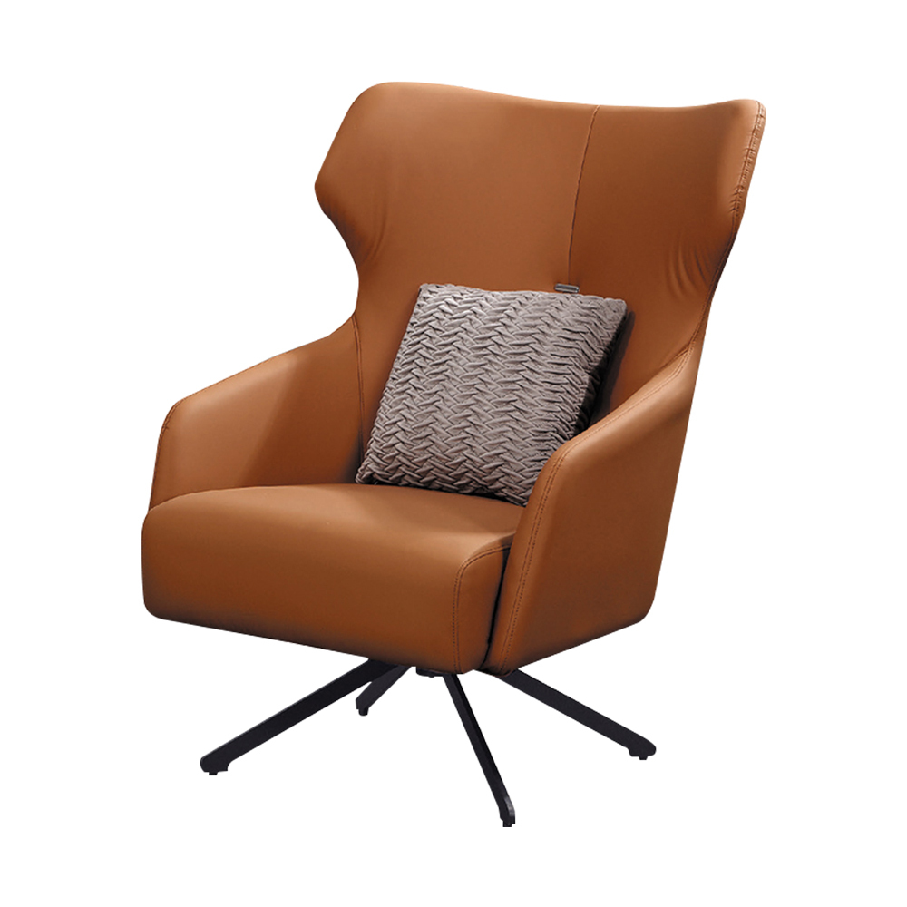 曼達工業風皮革旋轉休閒單人椅/扶手餐椅/商務洽談椅/房間椅(兩色可選)