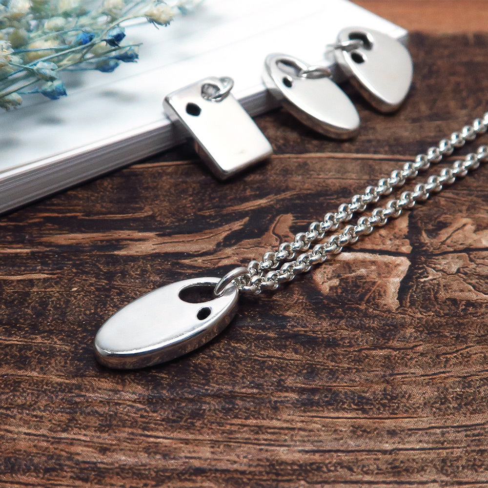 雪的記憶 925純銀項鍊 橢圓形 男款 20吋 男生項鍊