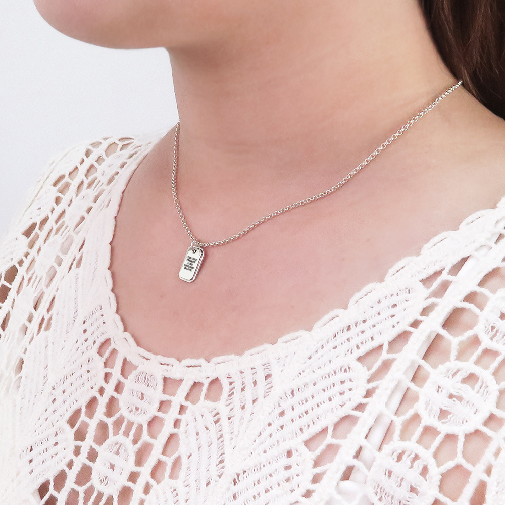 可刻字 長方造型項鍊 925純銀 女生飾品 客製化銀飾 禮物訂製