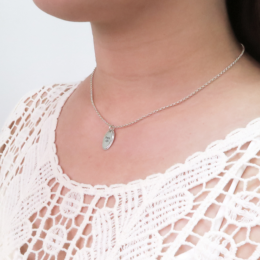 可刻字 橢圓造型項鍊 925純銀 女生飾品 客製化銀飾 禮物訂製