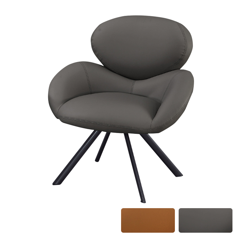 森特工業風皮革旋轉休閒單人椅/扶手餐椅/商務洽談椅/房間椅(兩色可選)