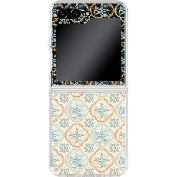 inblooom x The Hood Hybrid Z Case-Samsung Galaxy Z Flip5/Begonia Glass Pattern/Sweet Almond