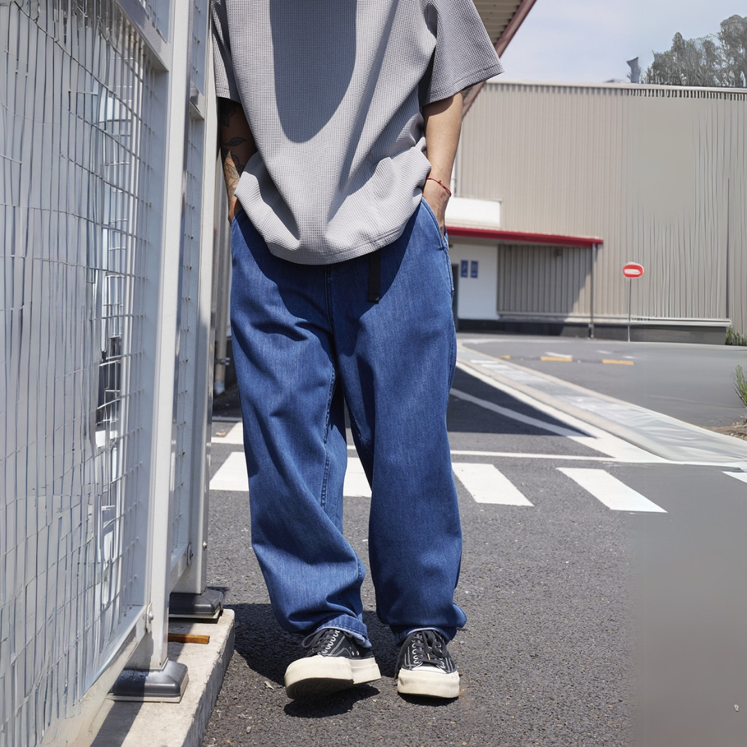 微錐寬鬆涼感透氣牛仔褲