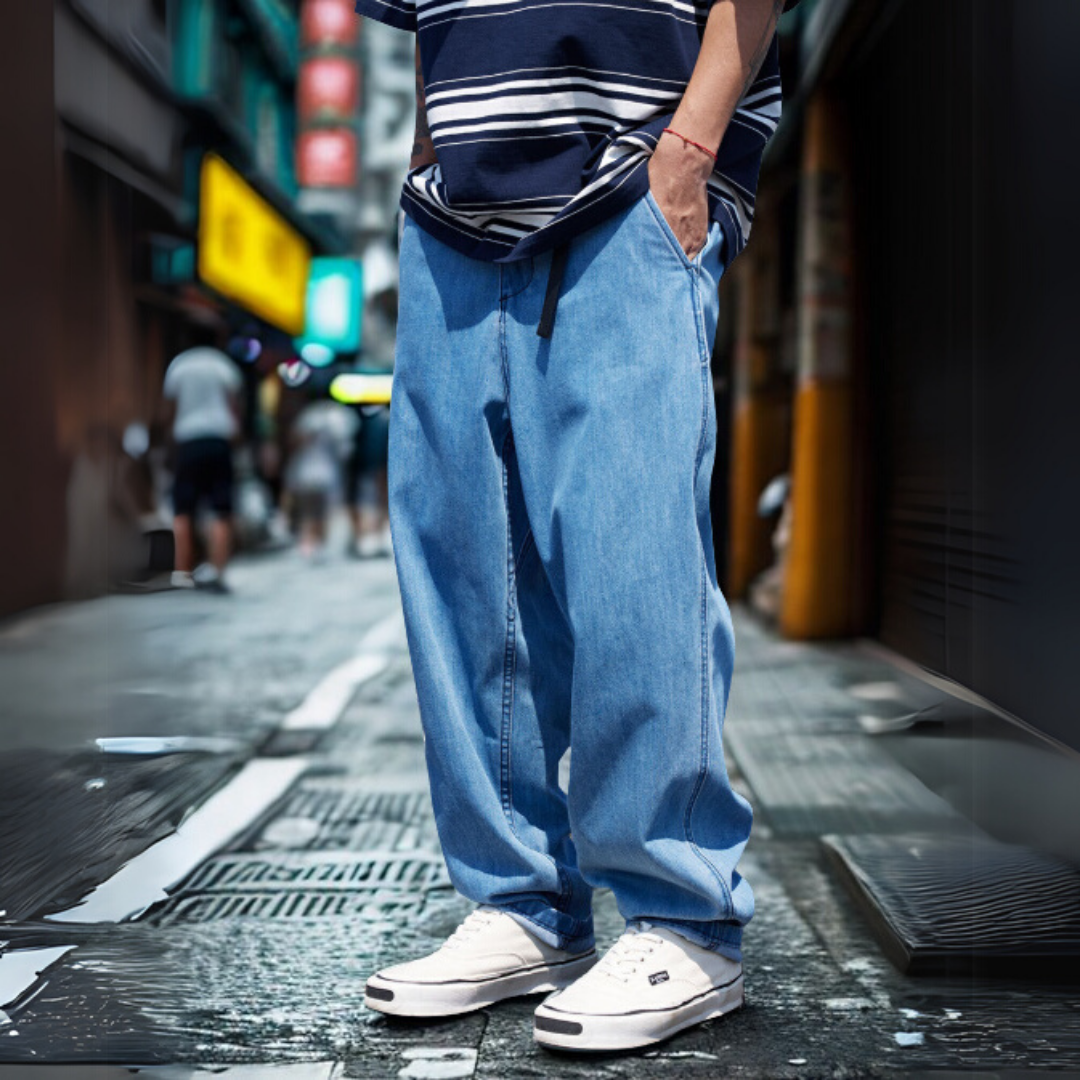 微錐寬鬆涼感透氣牛仔褲