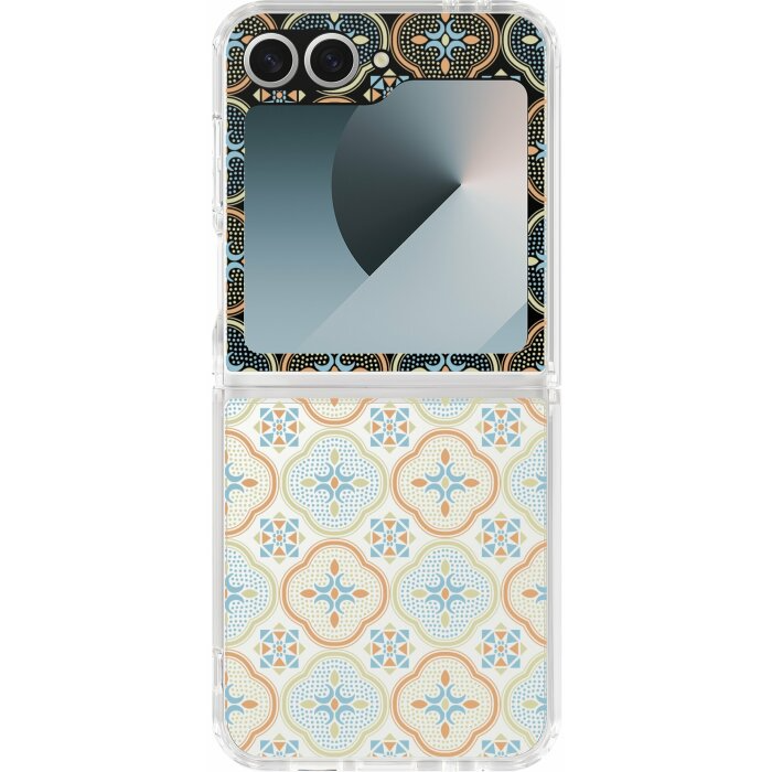 inblooom x The Hood Hybrid Z Case-Samsung Galaxy Z Flip6/Begonia Glass Pattern/Sweet Almond