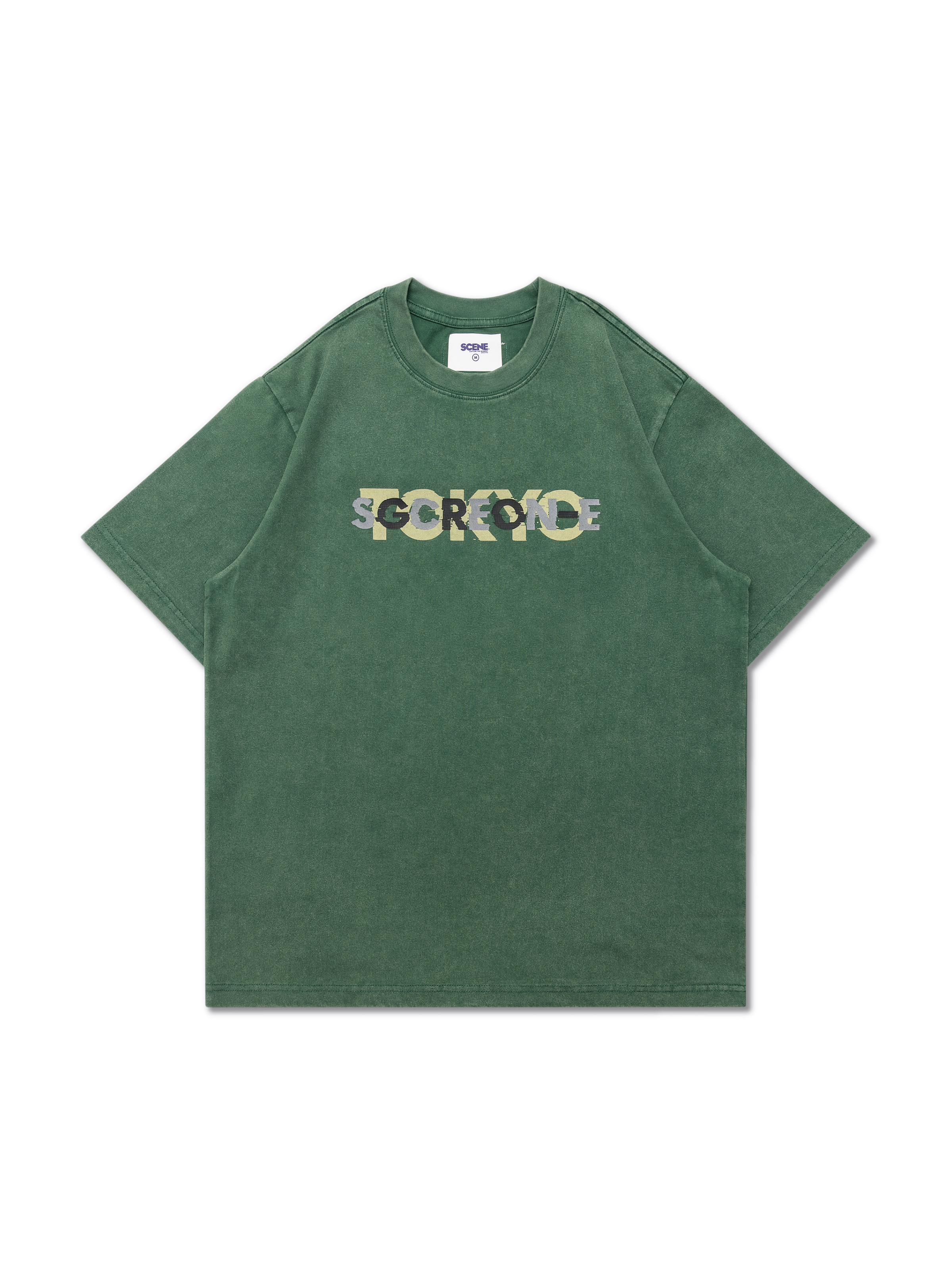 GROCERY x SCENE TOKYO CLASSIC LOGO INVOICE TEE // WASHED GREEN