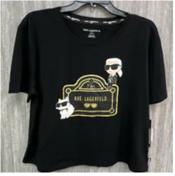 [S] KARL LAGERFELD BLACK RUE LAGERFELD DUO LOGO TEE, L5WH7006-BLK (SKL1335)