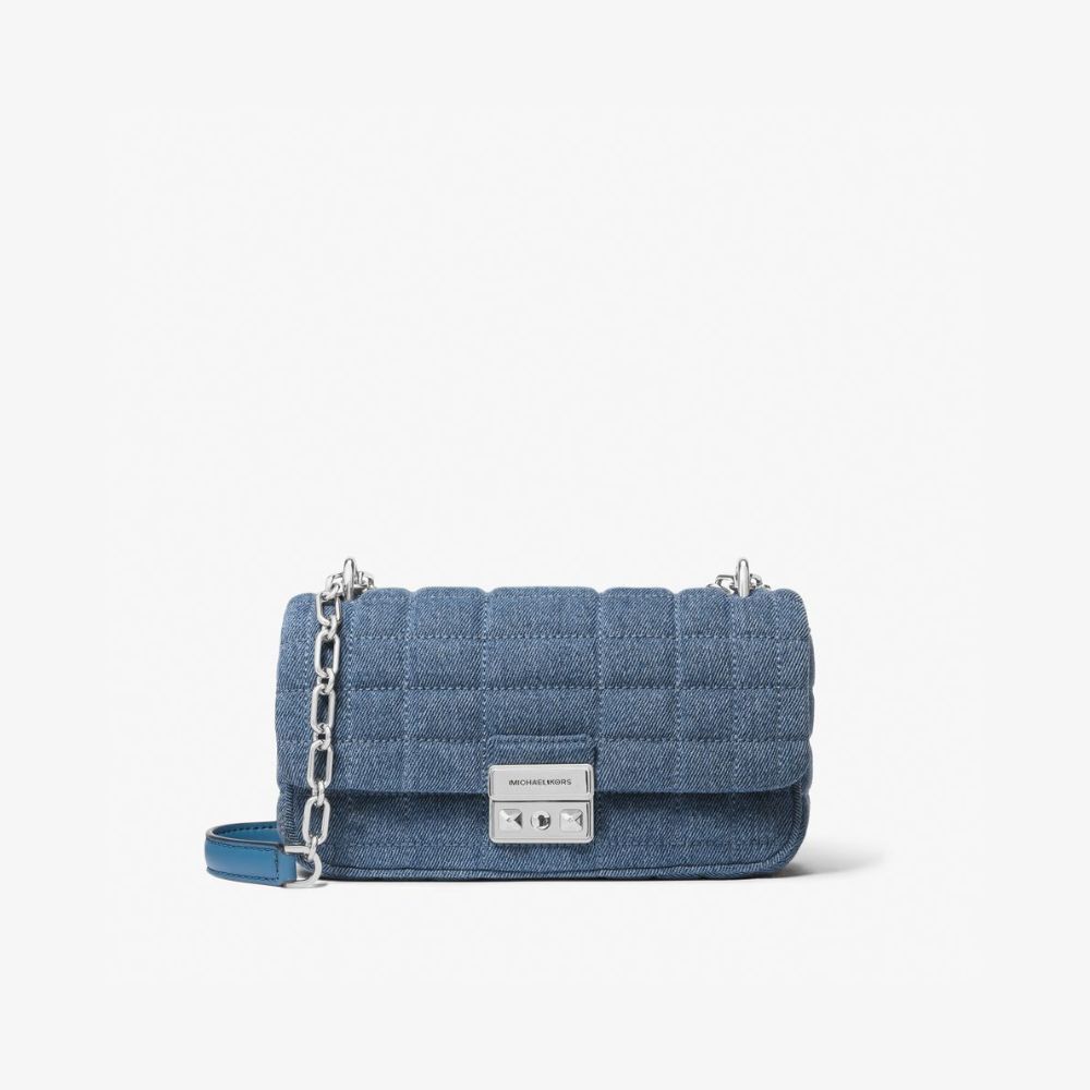 【MICHAEL KORS】TRIBECA丹寧小型鍊帶肩背包