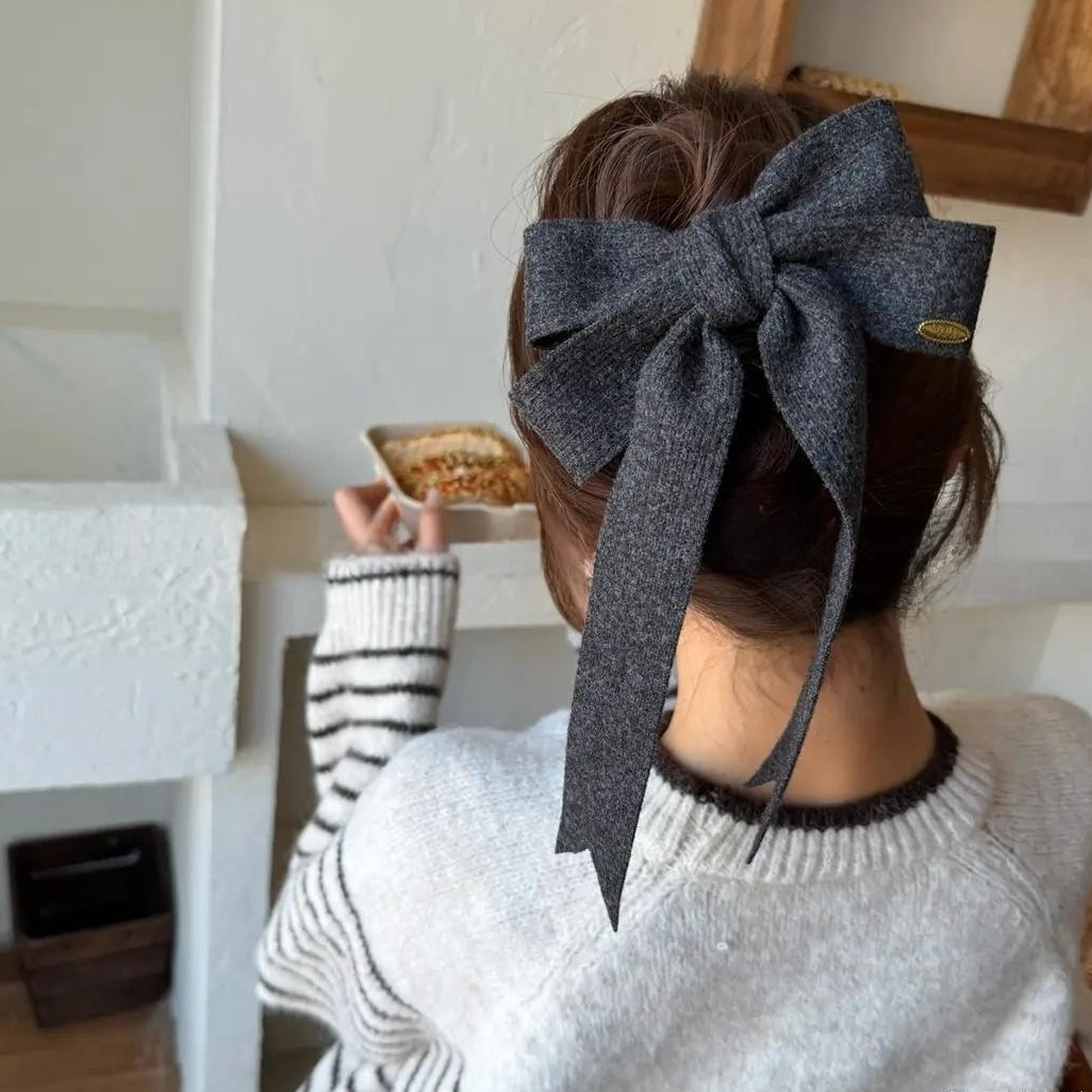 Korean Knit Bow Ribbon Alligator Clip