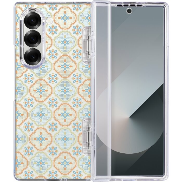 inblooom x The Hood Hybrid Z Case-Samsung Galaxy Z Fold6/Begonia Glass Pattern/Sweet Almond