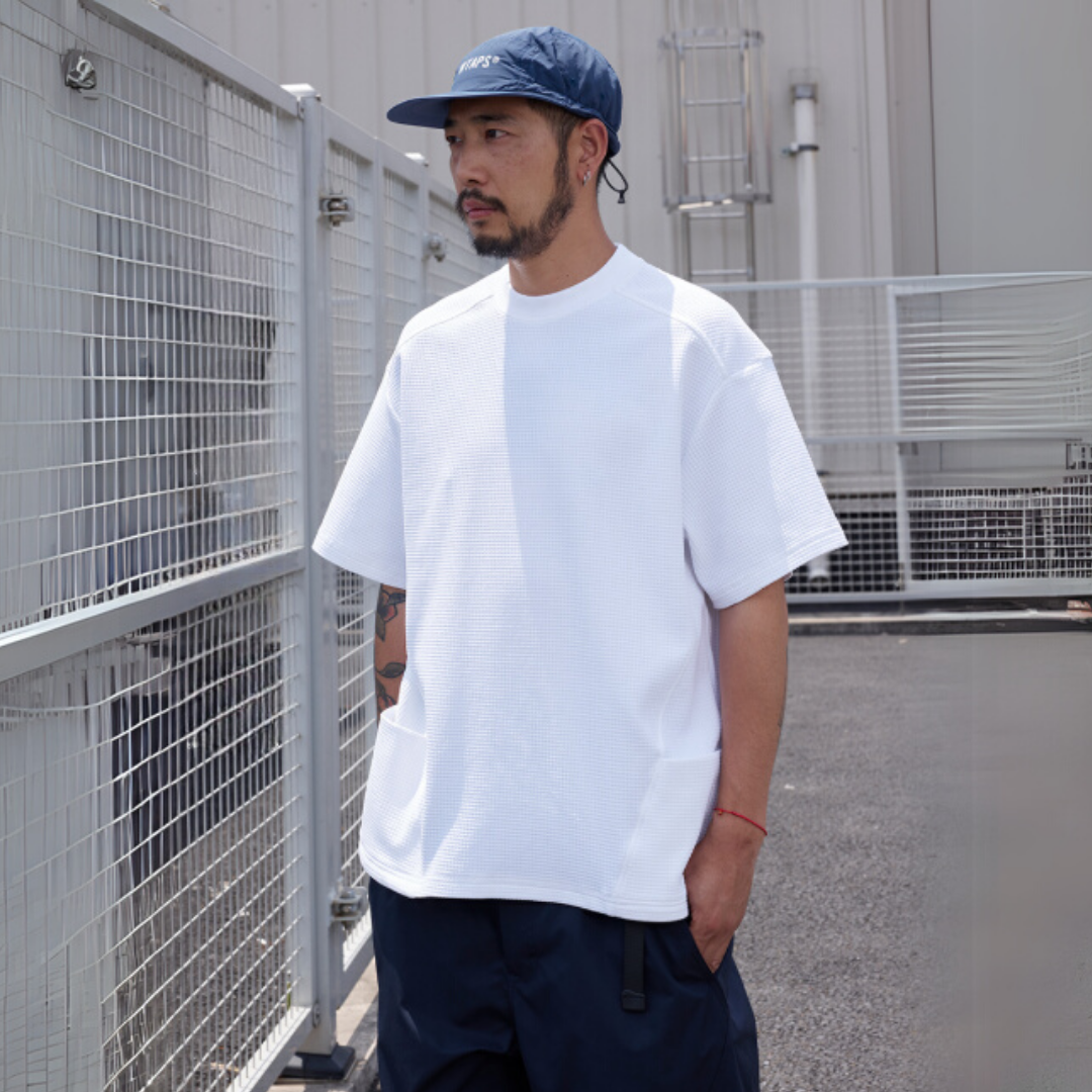 涼感透氣華夫格口袋短袖T恤