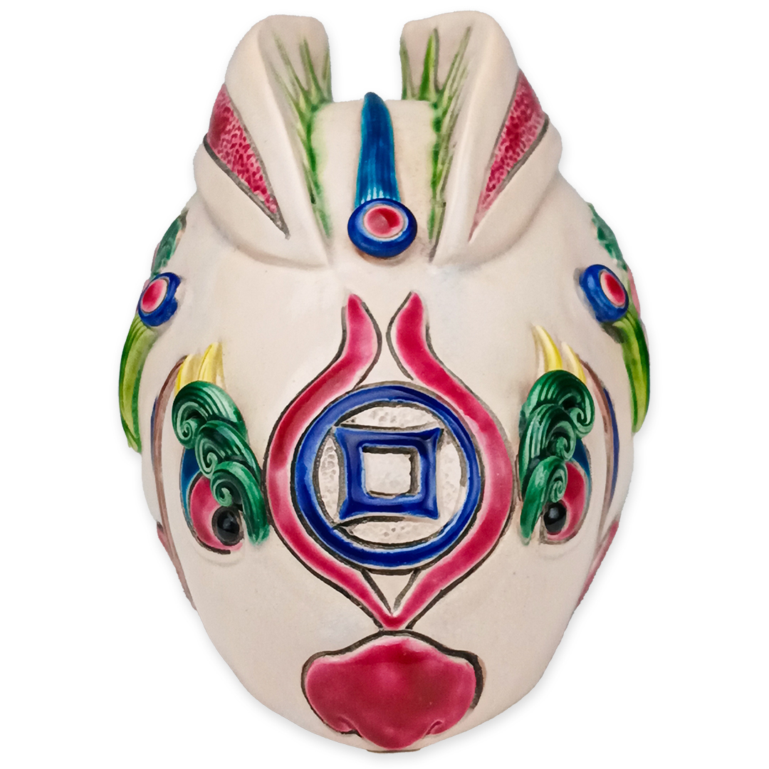 釉彩萌兔交趾陶