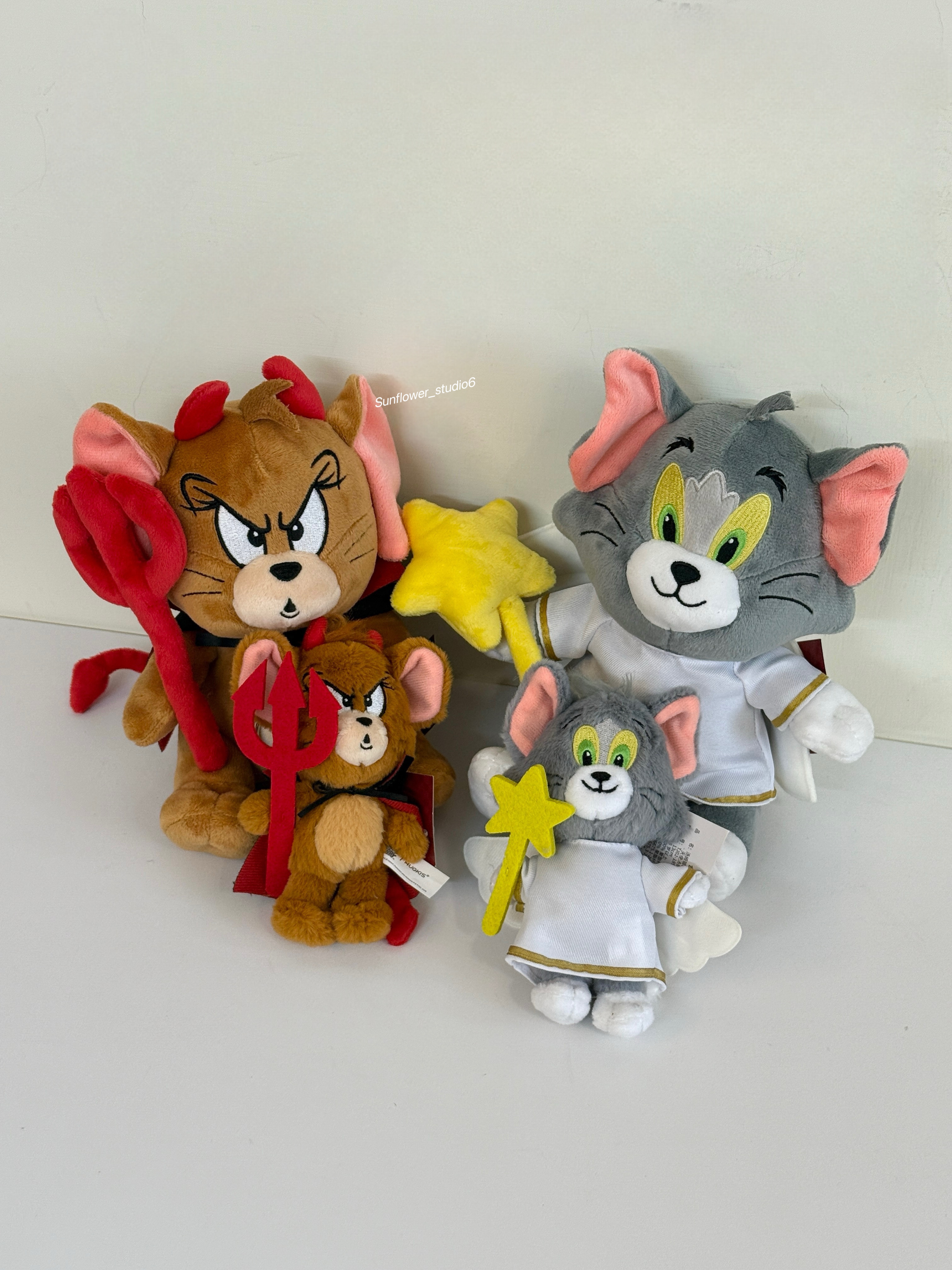 Tom and Jerry 湯姆貓與傑利鼠 正版授權 天使 惡魔 毛絨娃娃 吊飾 情侶款 湯姆貓 傑利鼠(任買兩件711免運)/預購