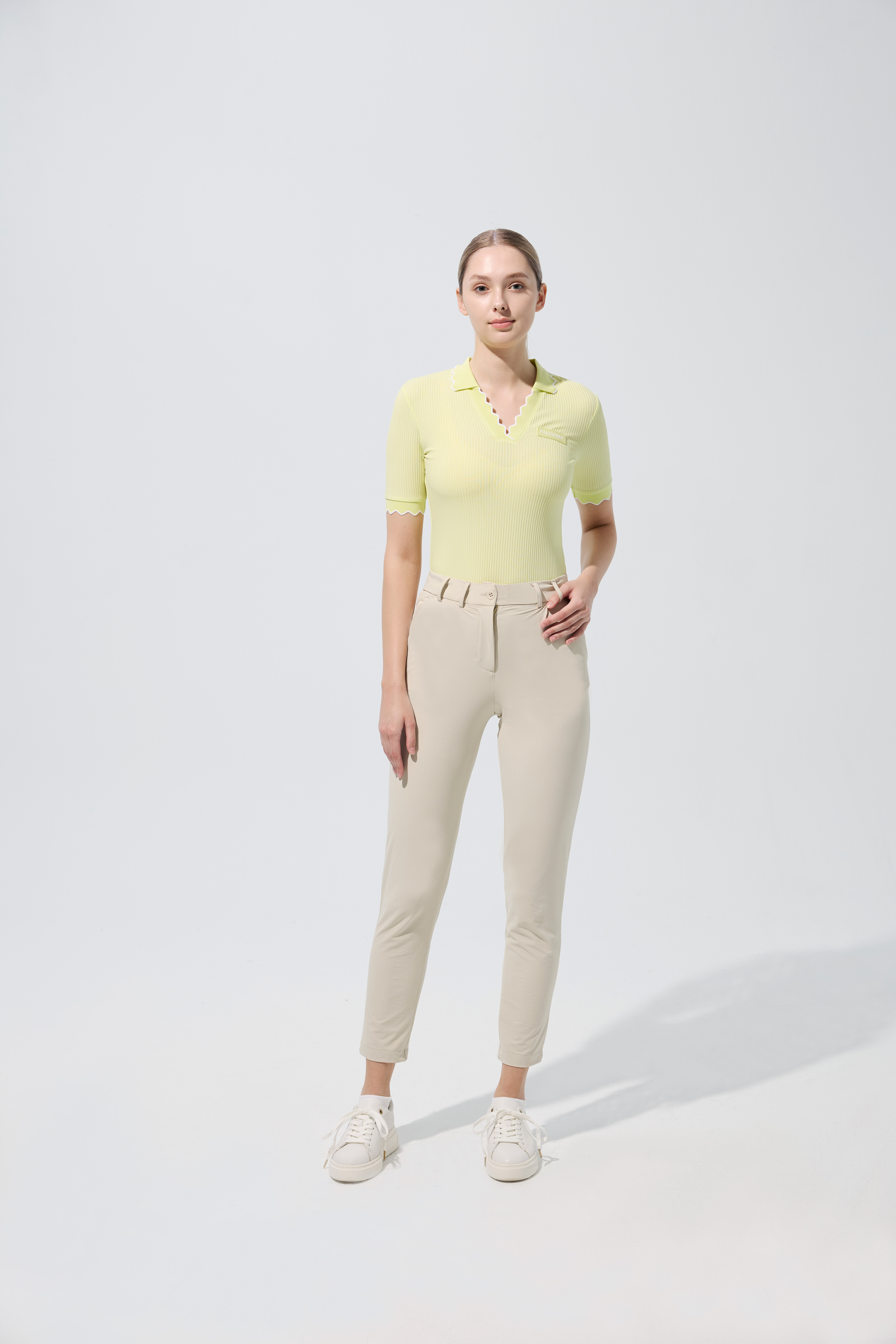 法式波紋邊女衫-萊姆綠