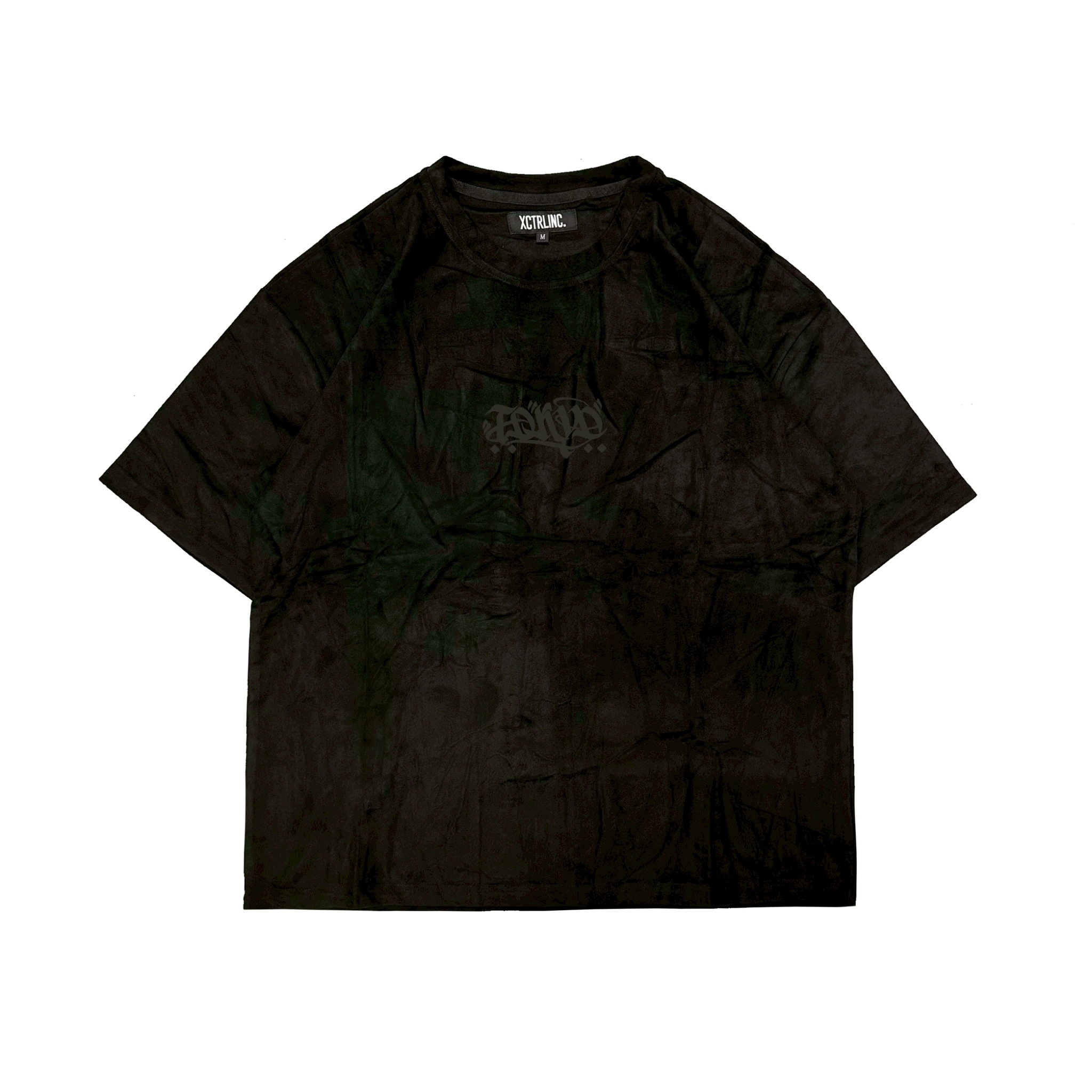 XCTRL 東京塗鴉字皮絨寬版短T-黑
