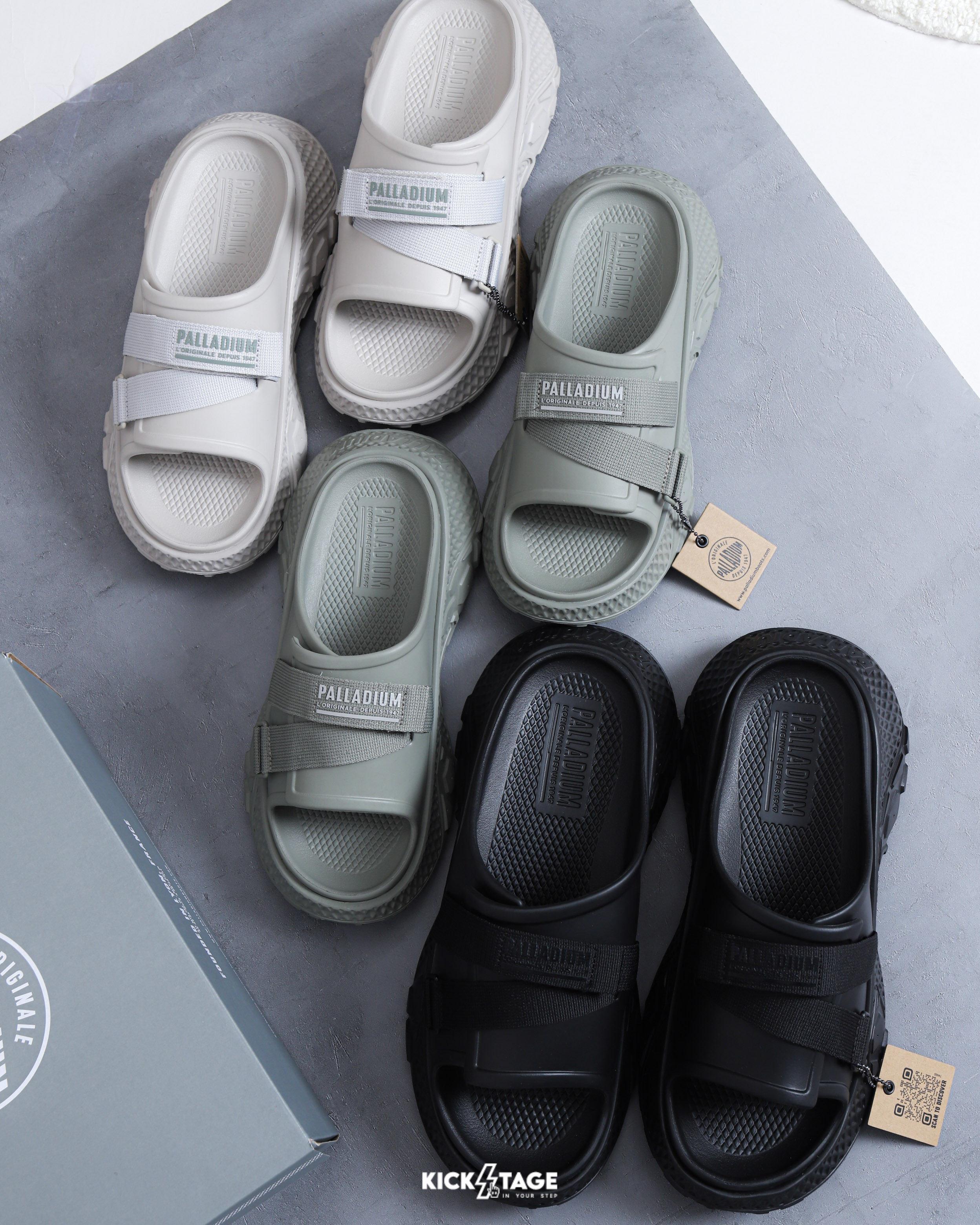 男女鞋 PALLADIUM OFFBOUND SLIDE 灰 黑 綠 增高 可調節 一體成型 厚底一片式拖鞋 涼拖鞋【74480】