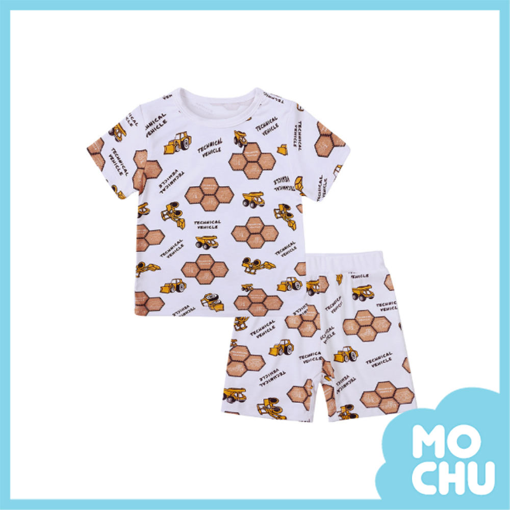 工程車方塊短袖休閑套裝