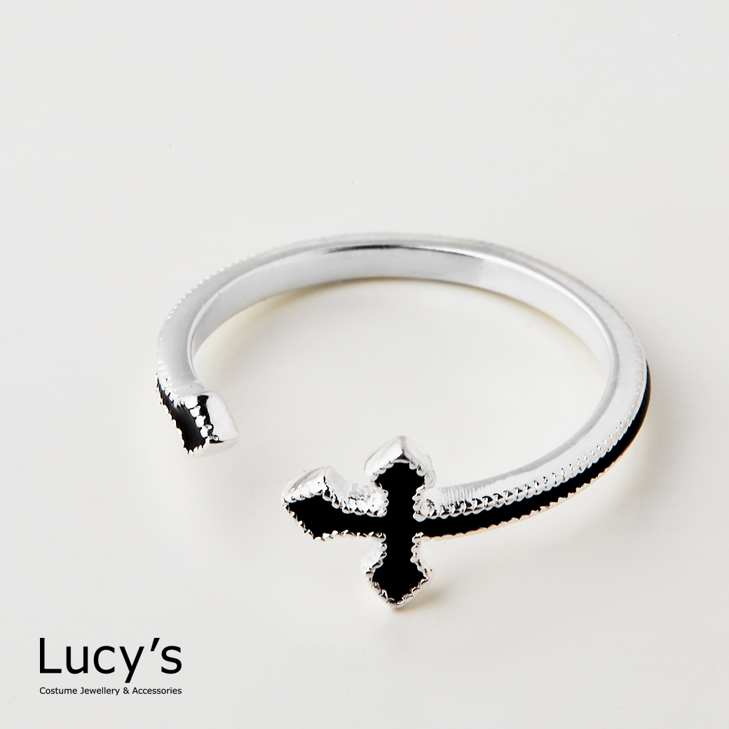 925純銀 十字延伸 開口戒 (107259)