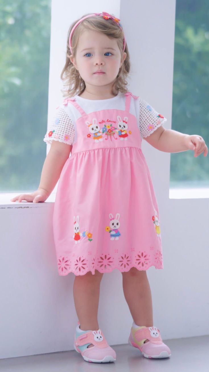 MH 繡花兔仔短袖連衣裙