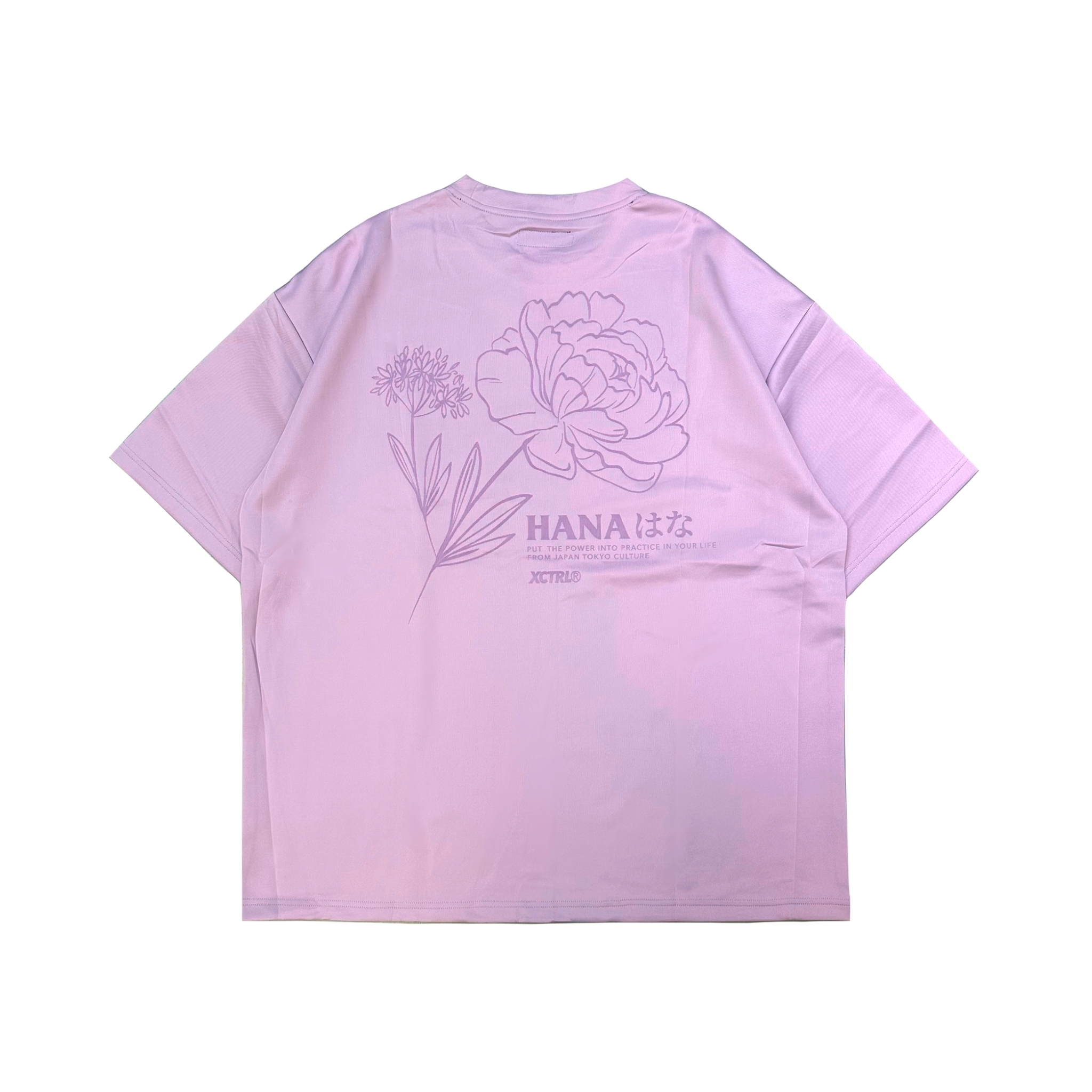 XCTRL 花卉線稿彈性寬版短T-粉紫