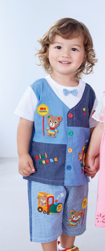 Miki House 假兩件短袖衫