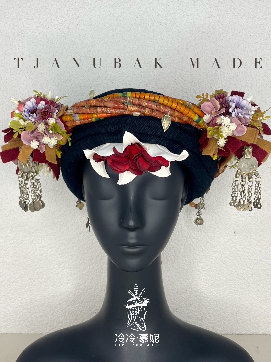 W-No.52貿易老珠阿富汗老銀轉珠頭飾