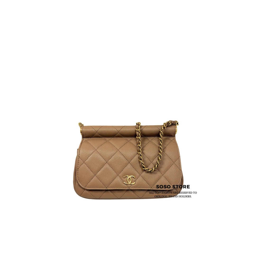 Chanel Frame Clutch - Brown / Ghw