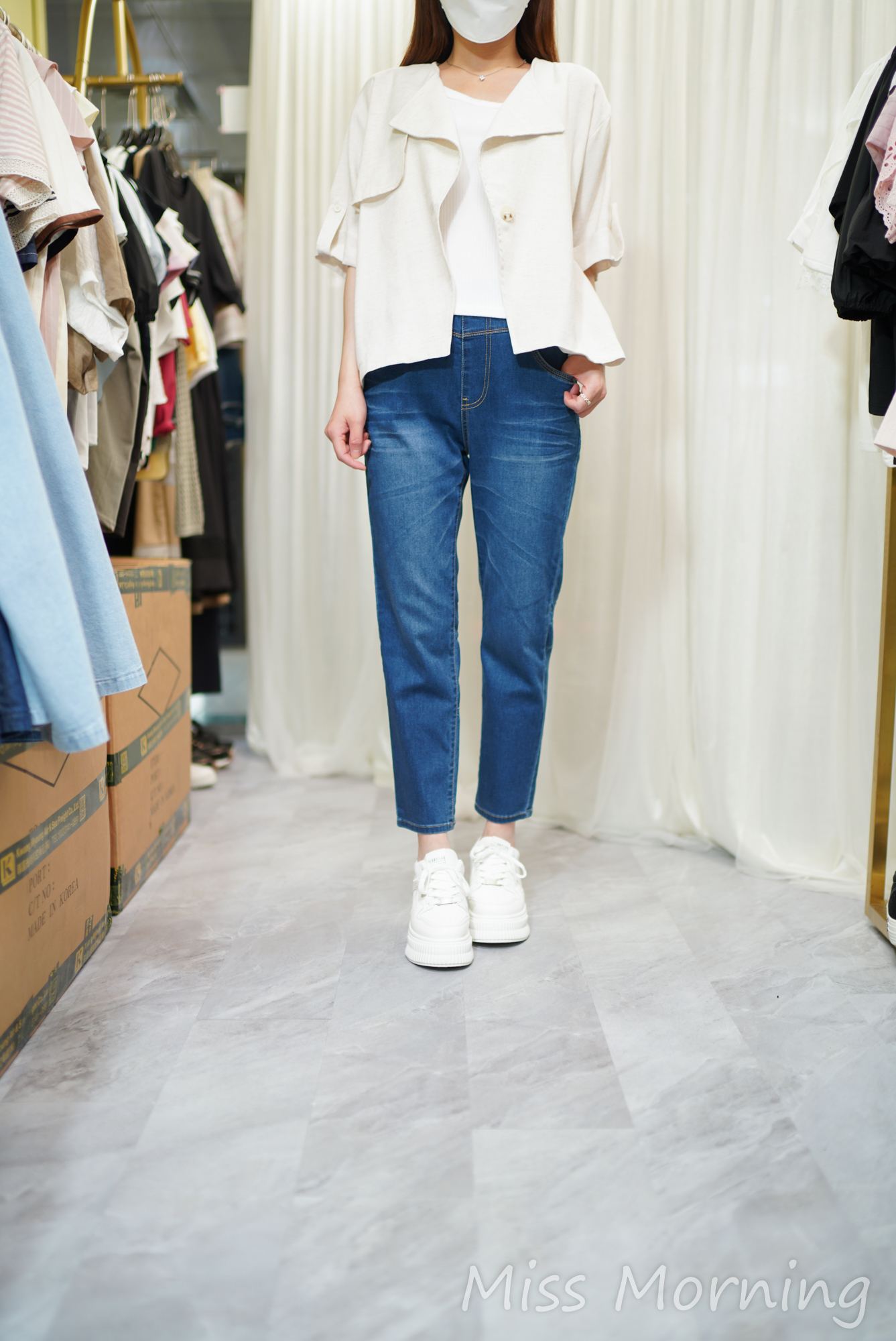 高質反領棉麻外套(14637)