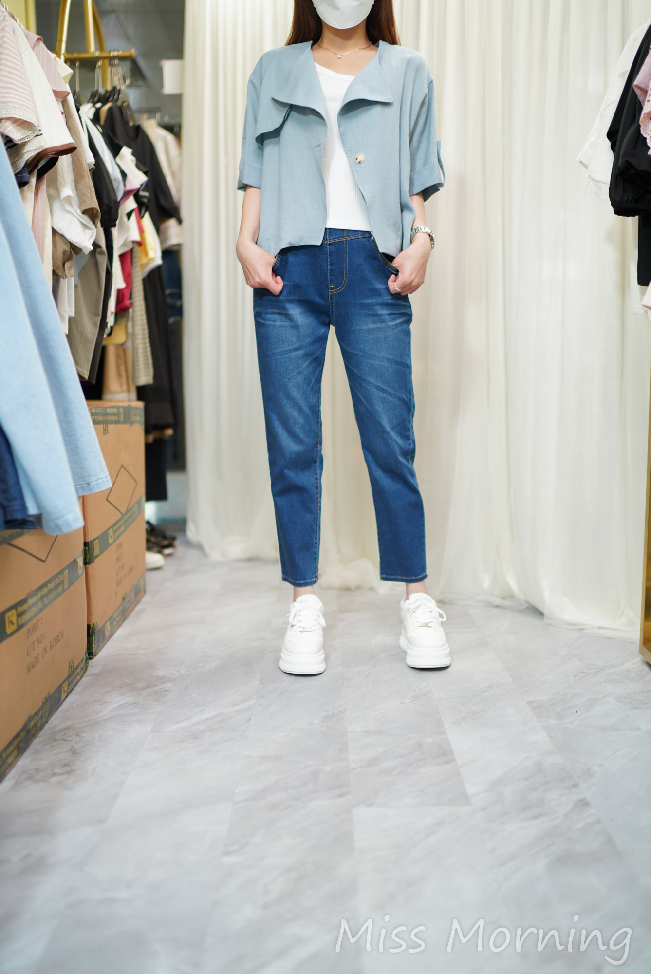 高質反領棉麻外套(14637)