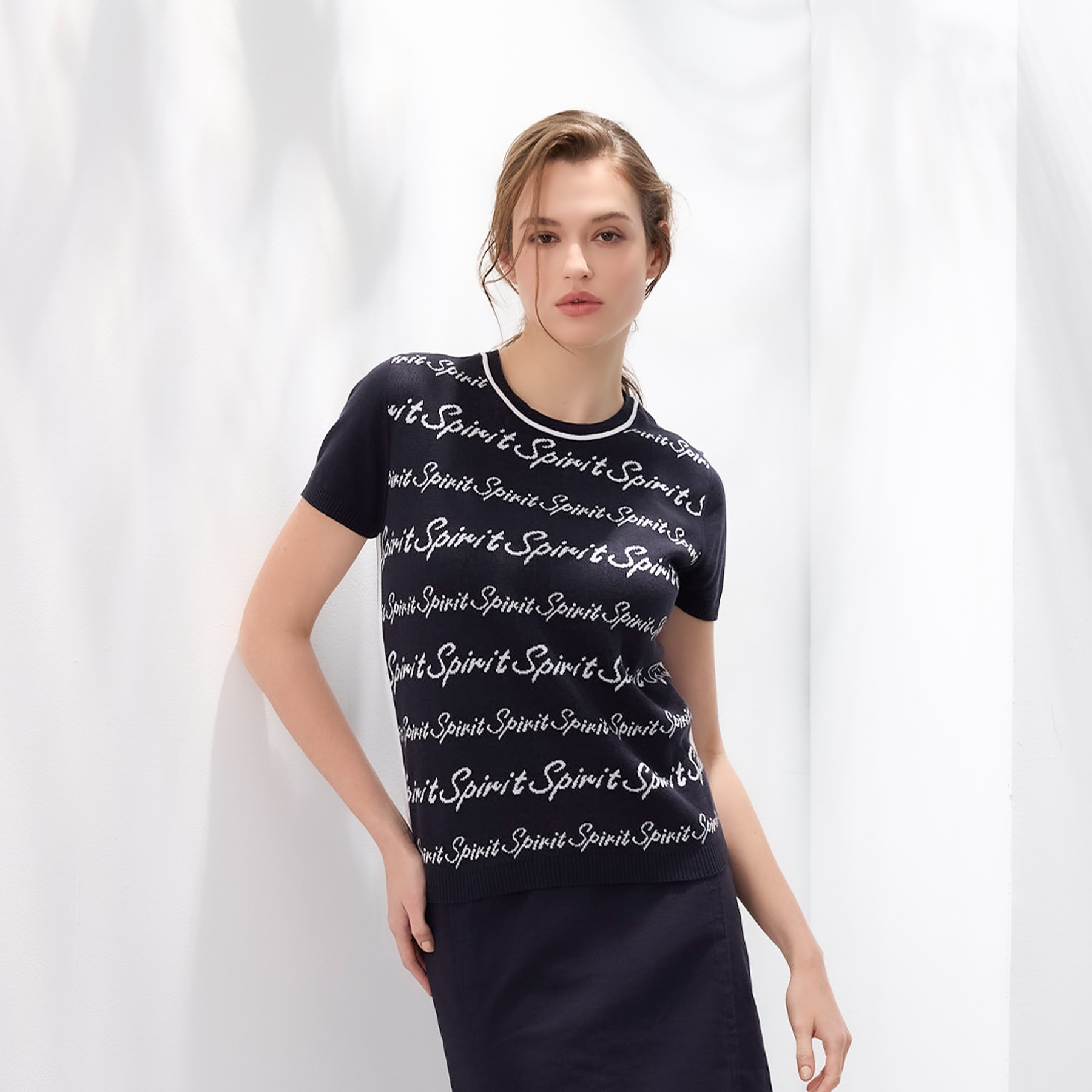 美式滿版文字針織高級匹馬純棉上衣