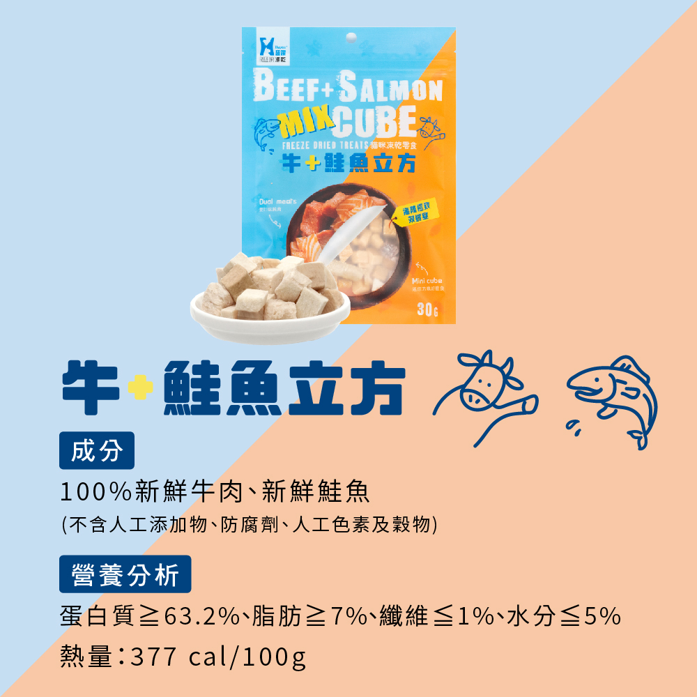 貓咪零食牛鮭立方凍乾零食營養成分表
