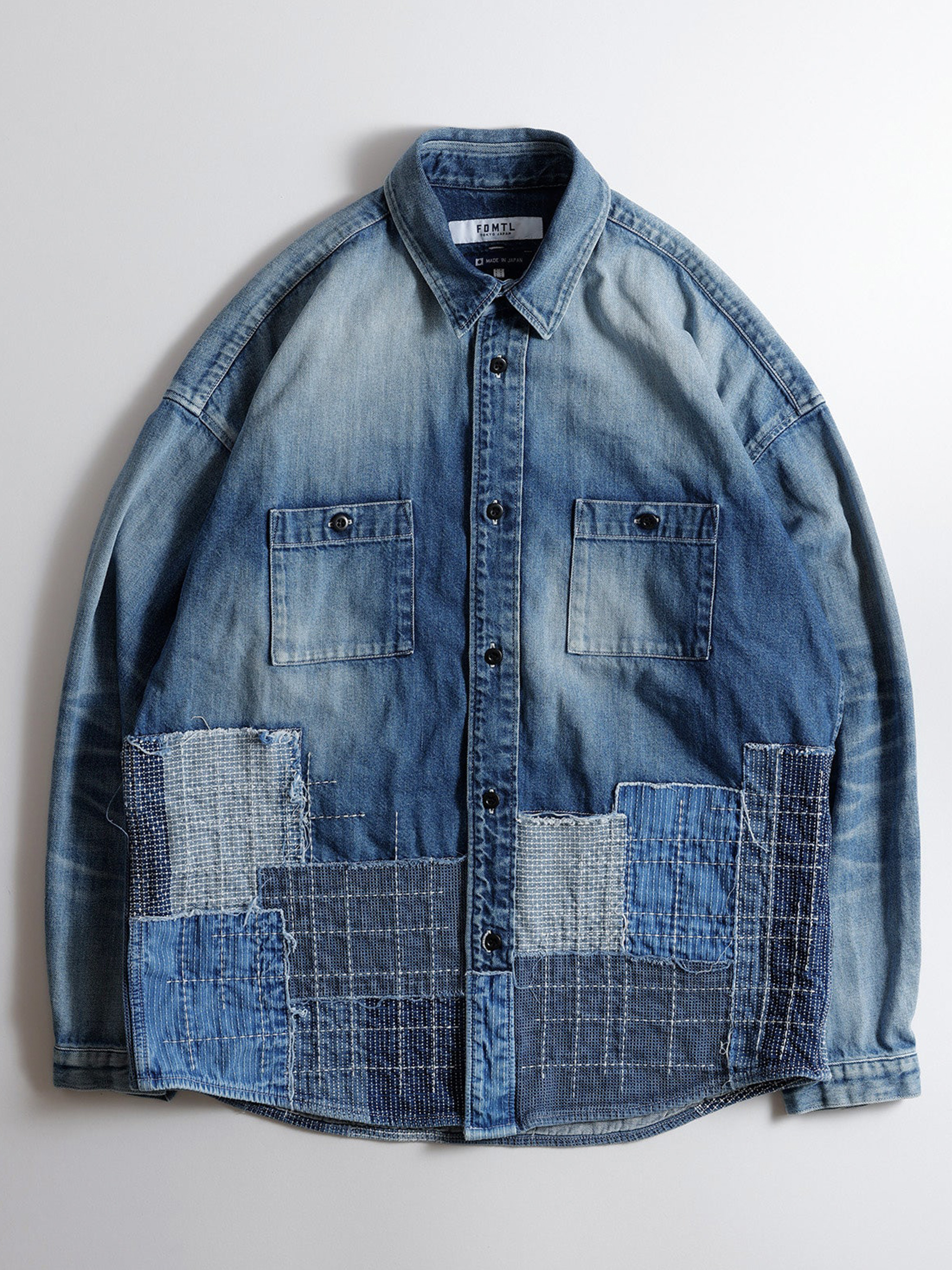 FDMTL DENIM SASHIKO SHIRT 3YRWASH牛仔外套