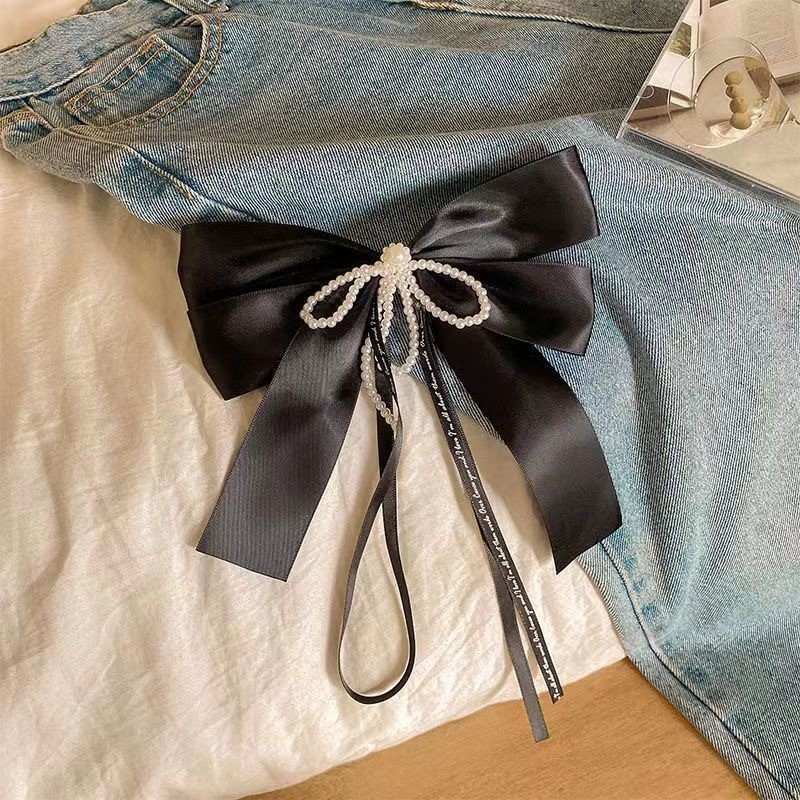 Korean Runaway Princess Pearl Tassel Bow Hair Clip