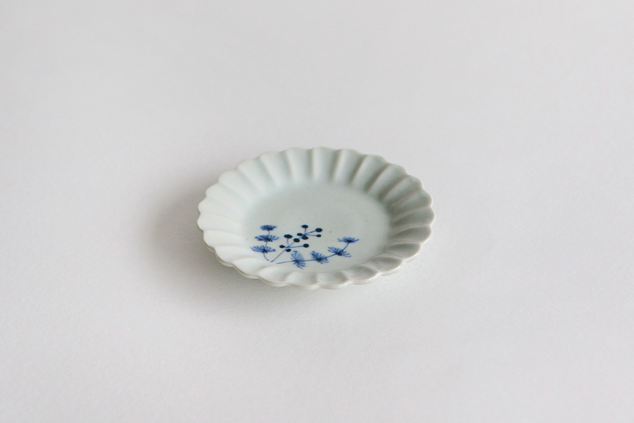 KIHARA-古染付菊形小皿 / 草花