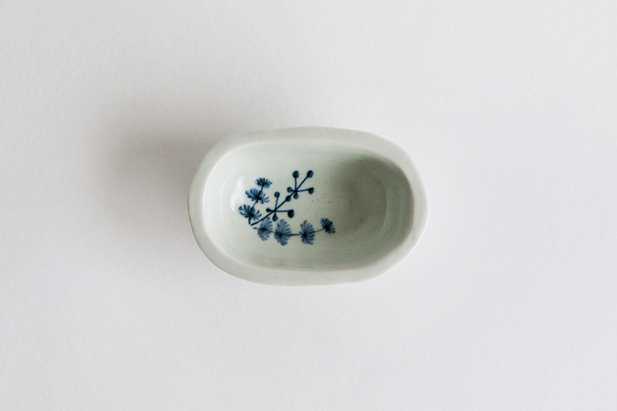KIHARA-古染付橢圓豆鉢 / 草花