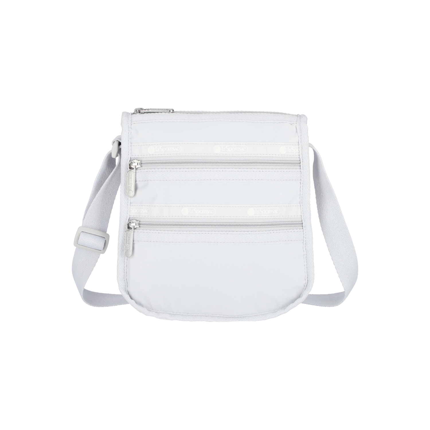 中型三層拉鍊斜背包 (PEARL GRAY)