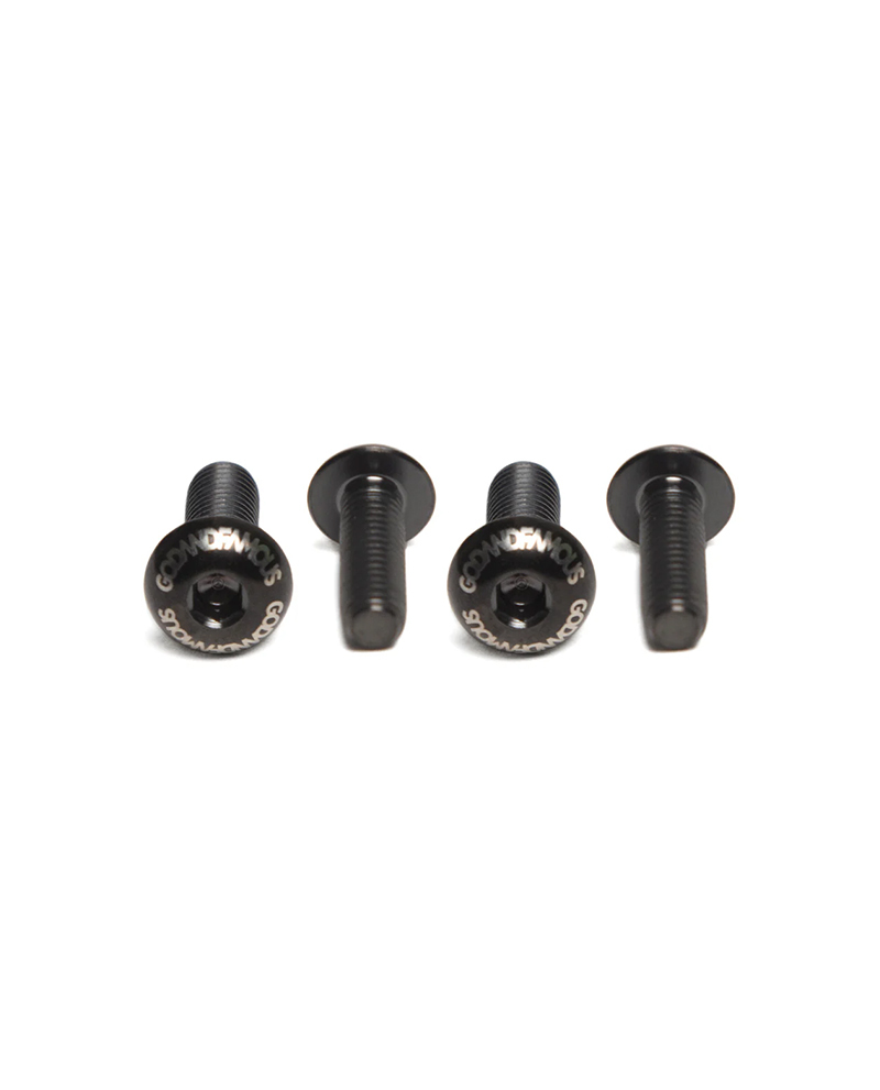 GodandFamous Titanium Water Bottle Cage Bolts - Black (4-Pack)