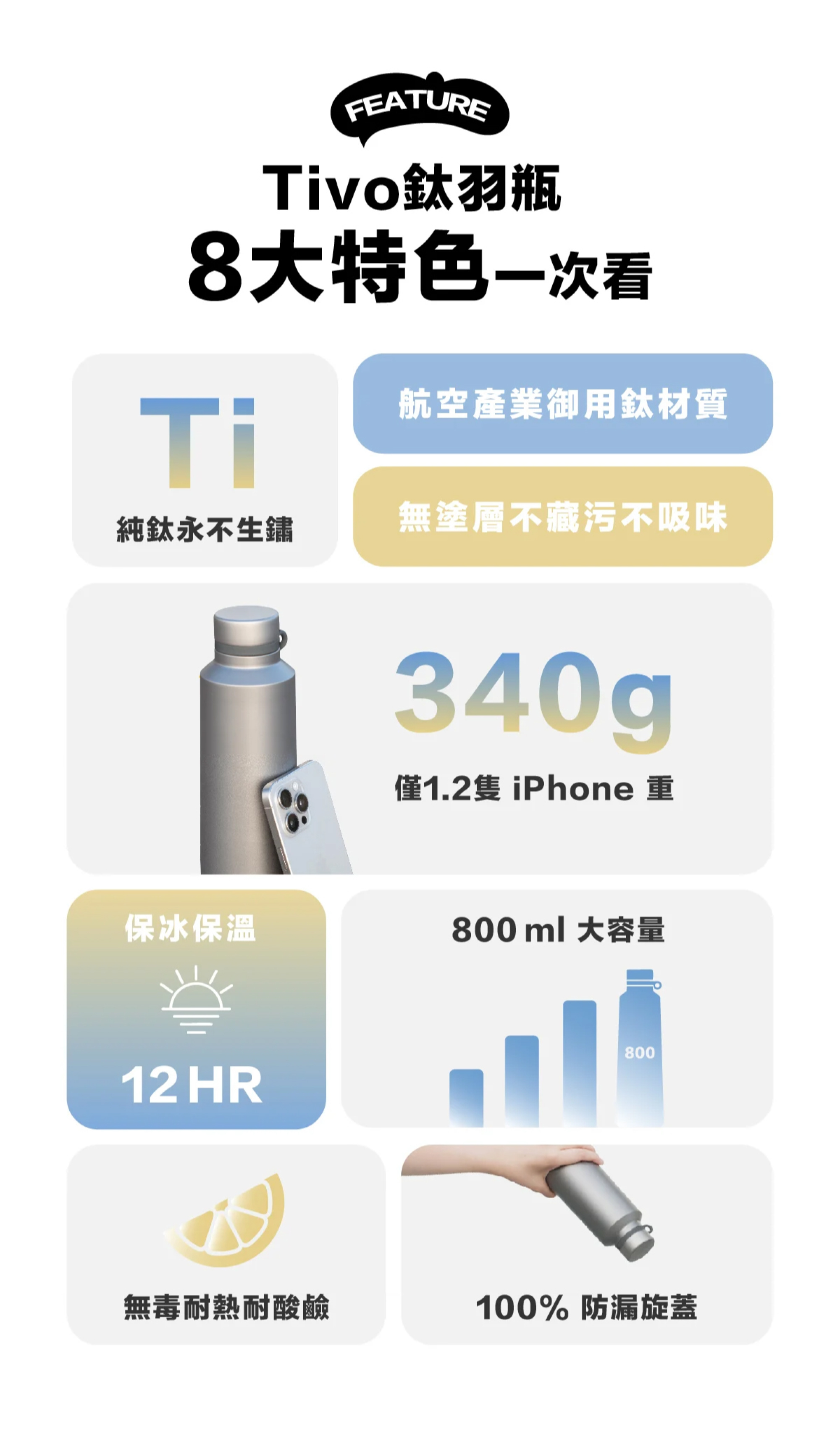 純鈦極輕量，無毒耐酸鹼，不沾味超好洗