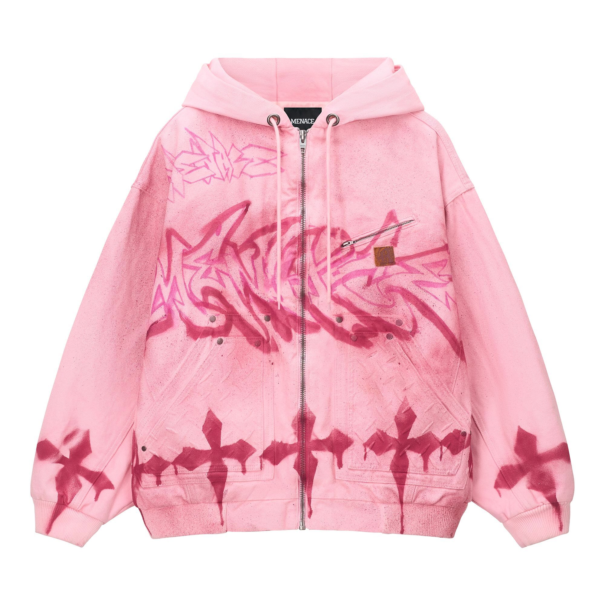 MENACE｜Graffiti Steel Embossed Canvas Jacket (Pink)
