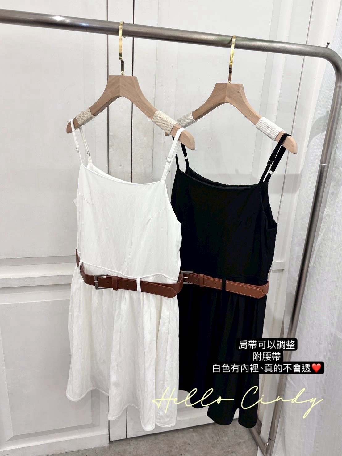 Baby系列 B05055 現貨-鄰家女孩細肩帶連身短洋裝（附腰帶）