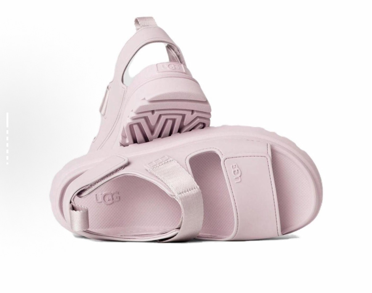 UGG GoldenGlow 粉色 一字帶厚底涼鞋 女款 厚底拖鞋 露趾涼鞋 百搭增高鞋 舒適防滑 懶人鞋 約會鞋 氣質穿搭