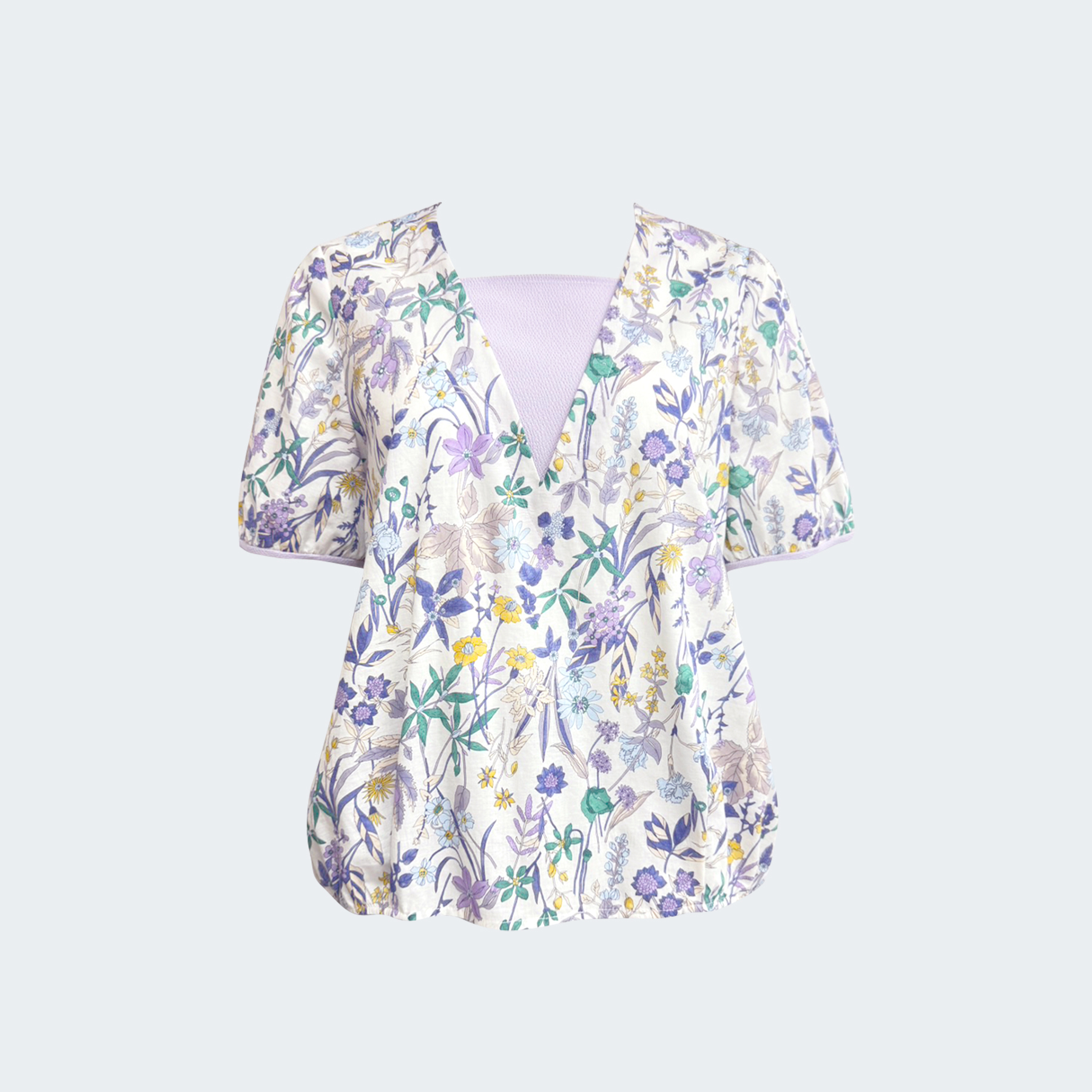 自然花紋假兩件上衣