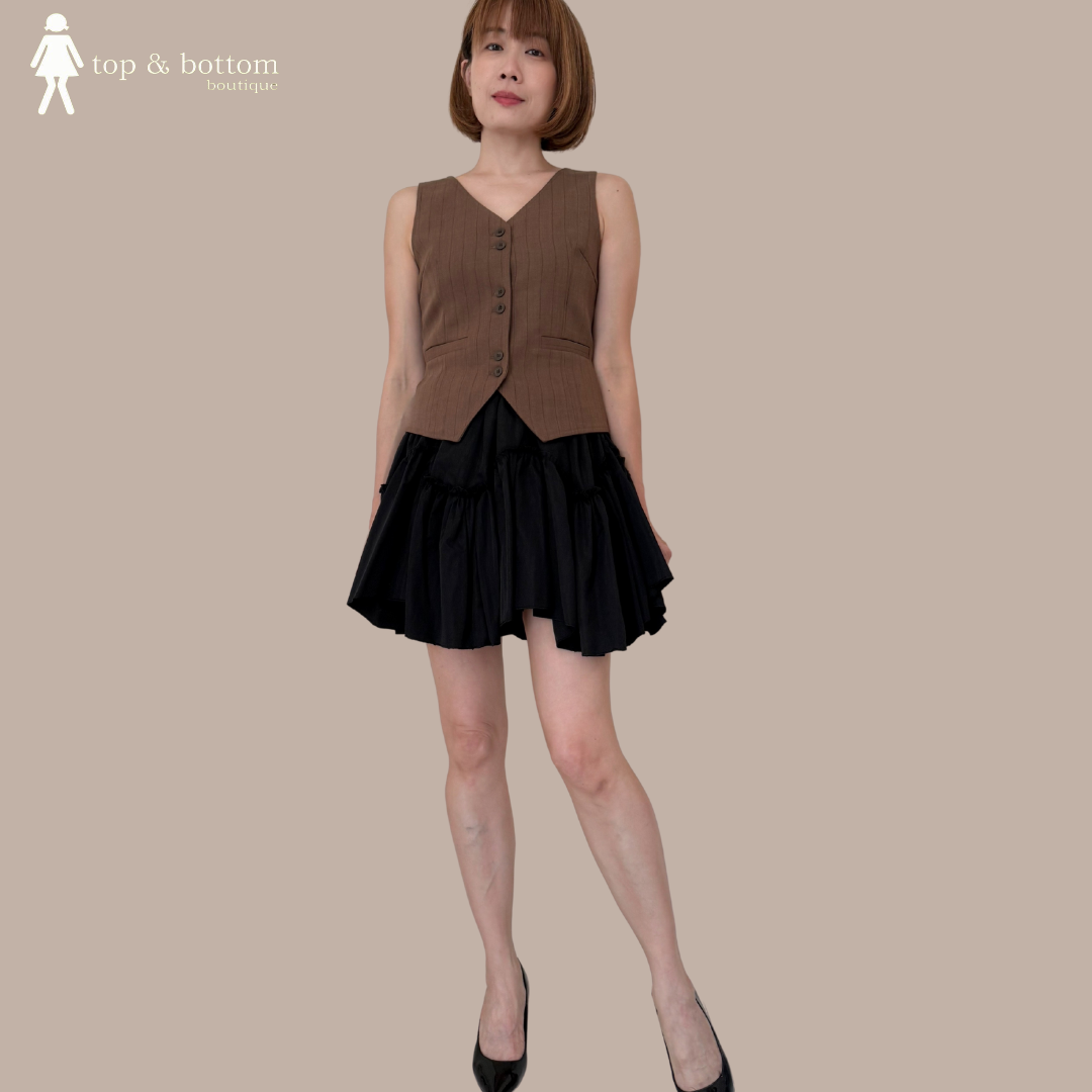 ELASTIC WAISTED ASYMMETRIC SHORT SKIRT