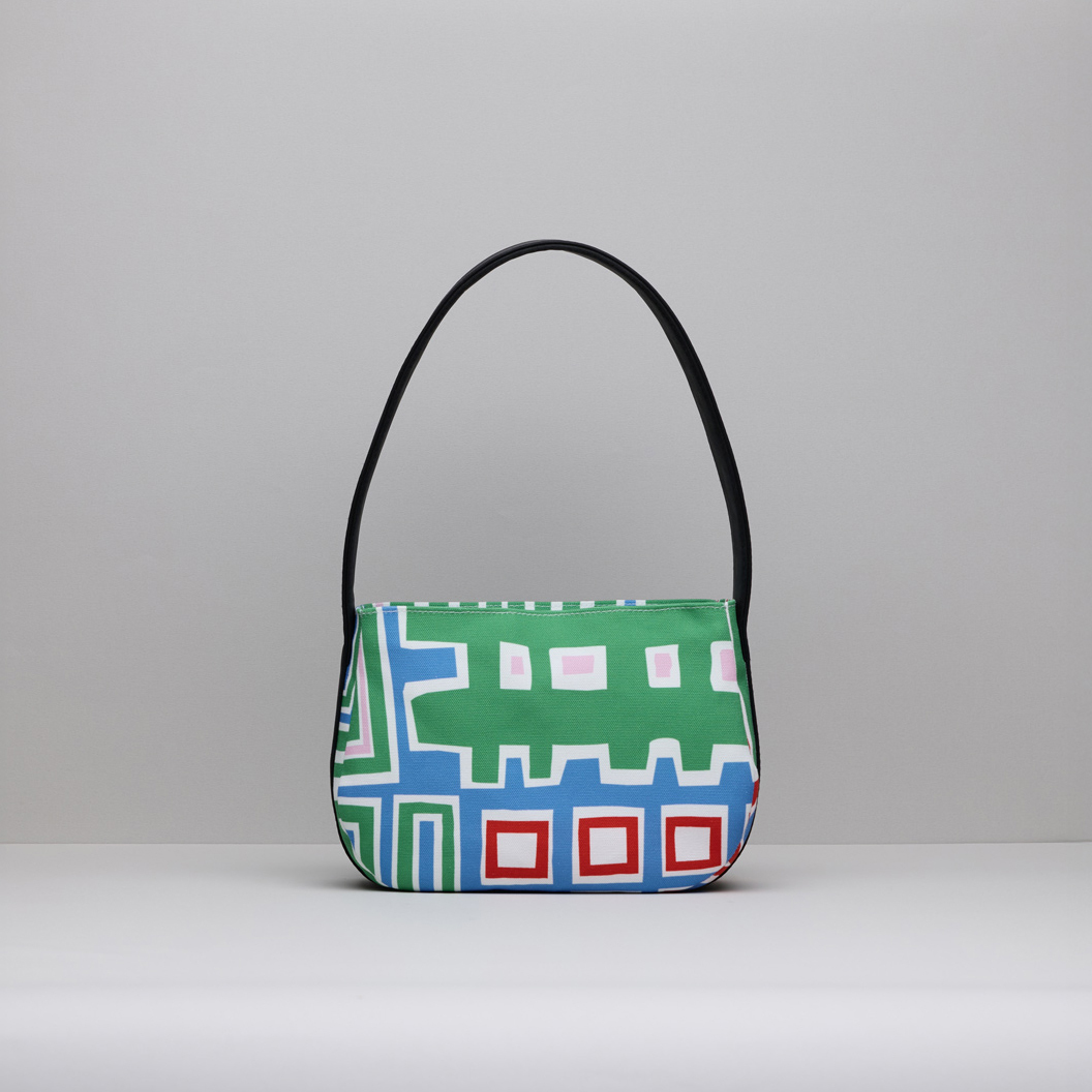 再生皮革彎月包 / 都更藍綠